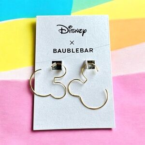 NEW Disney X Baublebar Mickey Mouse head gold dangle earrings